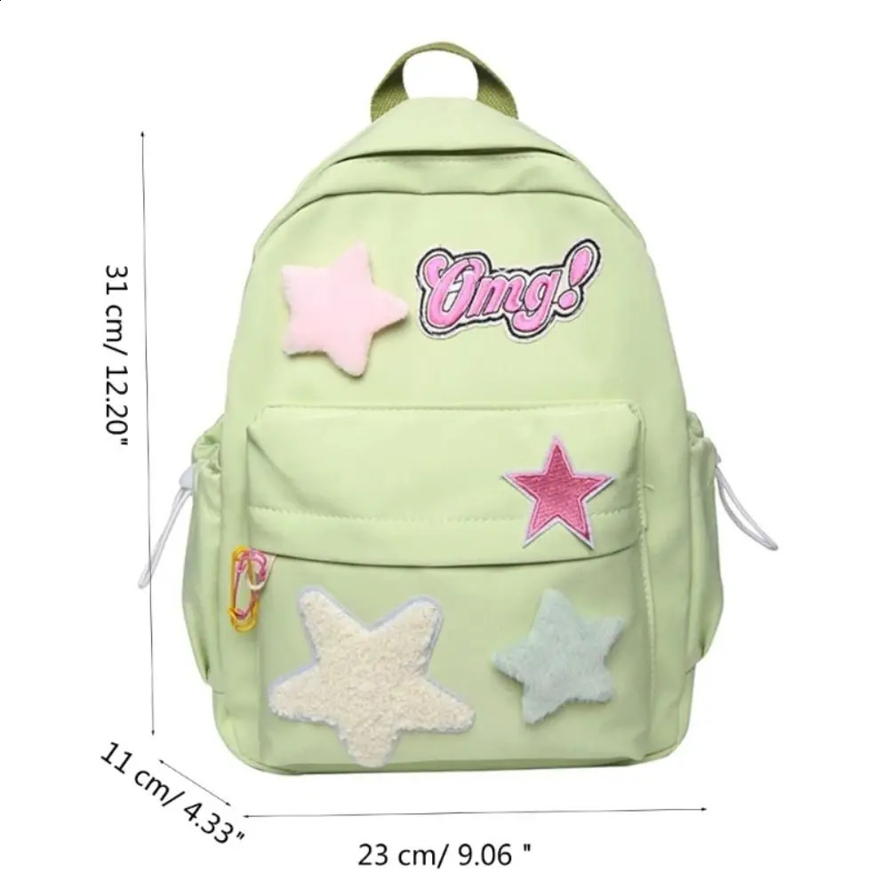 Y2k Women Shoulder Bag Student Fashon Cute Star Pattern Letters Backpack Sweet Exquisite Casual Large Capacity Handbag 240813