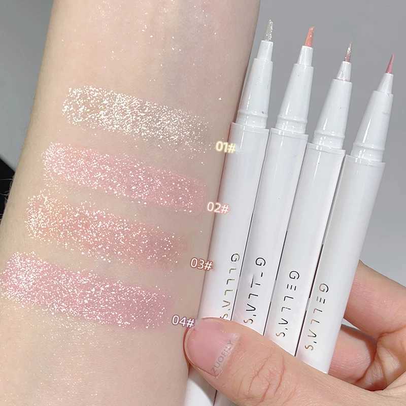 Sparkling Crystal Lying Silkworm Pen Liquid Galaxy Glitter Eyeliner Eye Shadow Pen Blade Brush Head Makeup Peach Highlight Pen Y240813