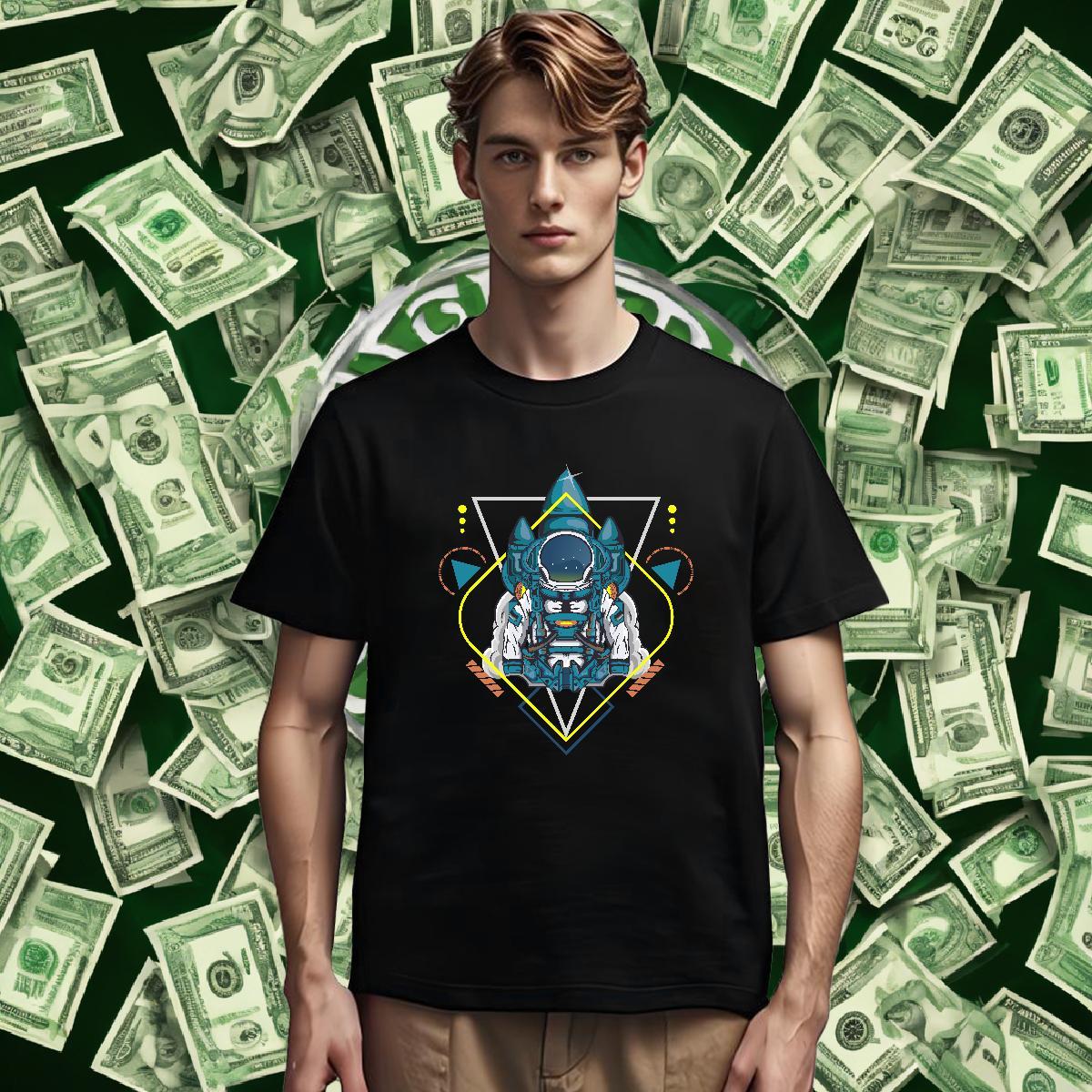 T-Shirts for Men 230g 100% Cotton cosmonaut Hip Hop Breathable Short Sleeve Black White Men Tops Tees Wholesale Cool Tops Shirt