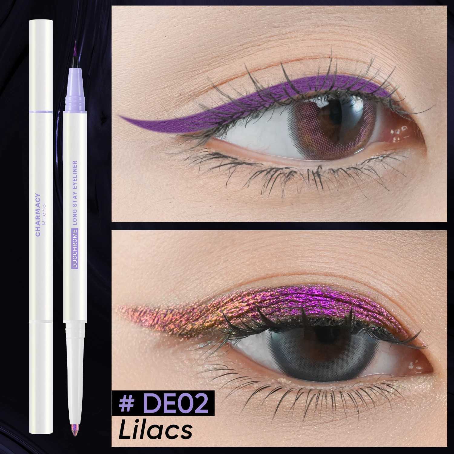 CHARMACY 2 in 1 Duochrome Eyeliner Gel Pencil Double Head Waterproof Eye Liner Long Lasting Cruelty-free Multichrome Eye Makeup Y240813