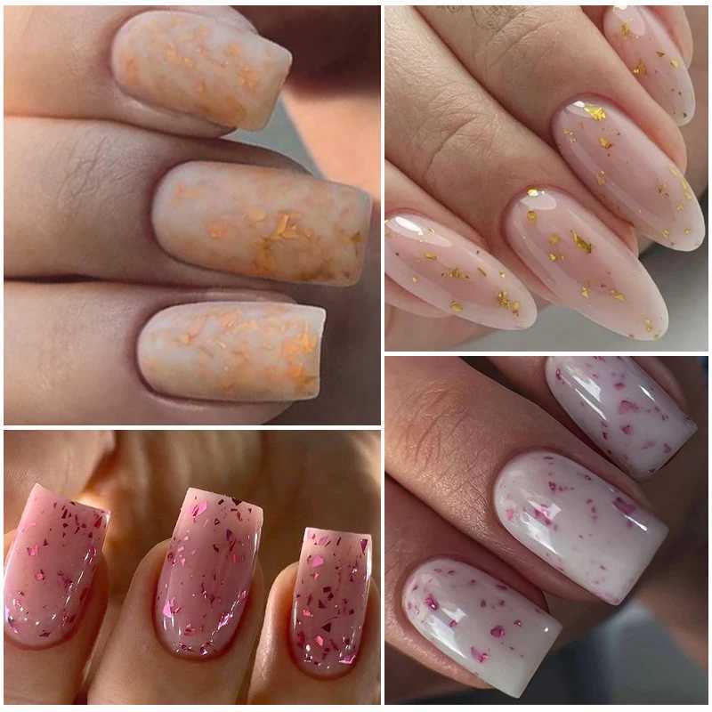 7ml Glitter Rubber Base Gel Nail Polish Nude Sparkling Glitter Semi Permant Varnishes Soak Off UV LED Nail Art Self-leveling GelM240814