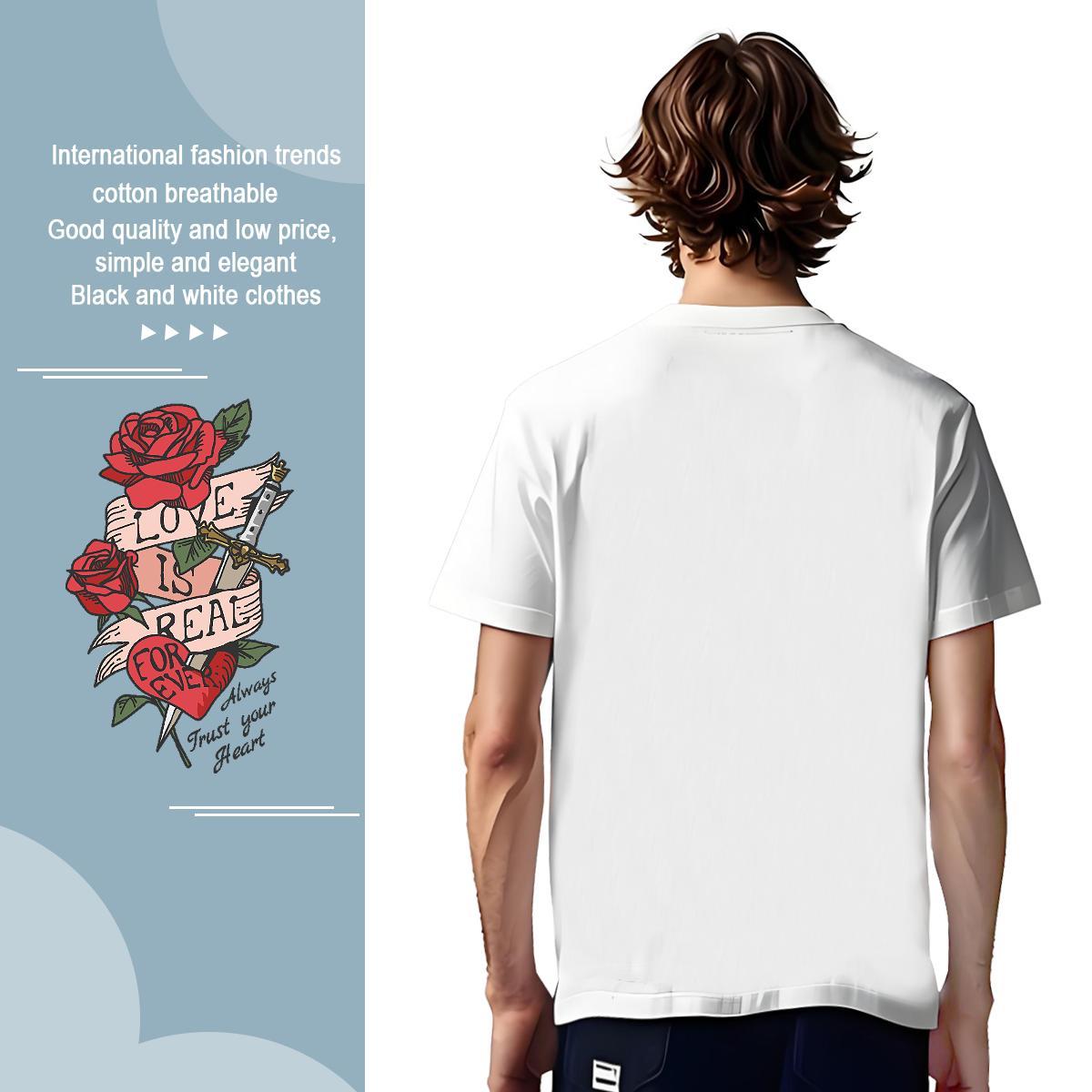 Mens T Shirts 100% Cotton 230g flower Daily Wear Breathable Short Sleeve Oversized 3XL 4XL Tshirts Free Shipping Unisex Clothings