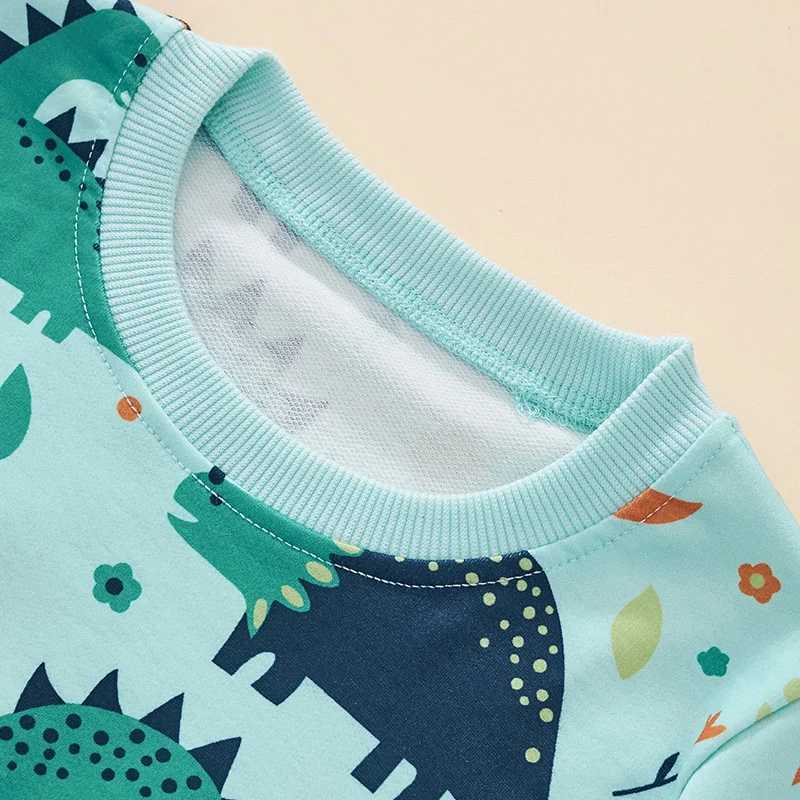 Young Boy Dinosaur Print Sweater Autumn Child School Outdoor Play Flexible Clothes Kid Party Birthday Gift Fashionable HoodieY240814