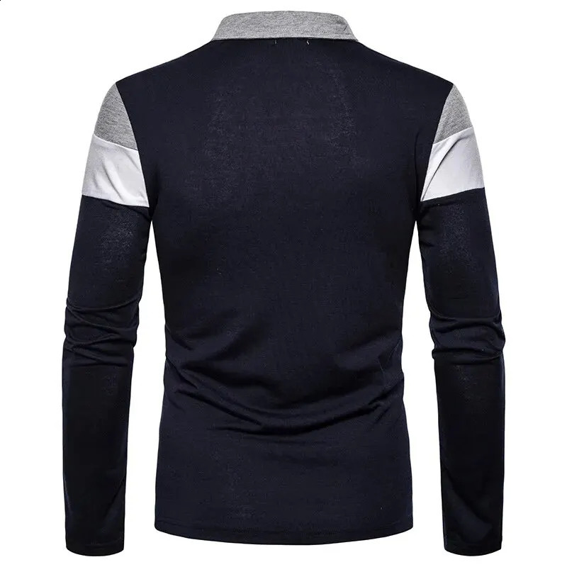 2024 Spring Autumn Mens Fashion Stripes Color Blocking Lapel Long-sleeved Bottoming Shirt Business Casual POLO Tops 240816