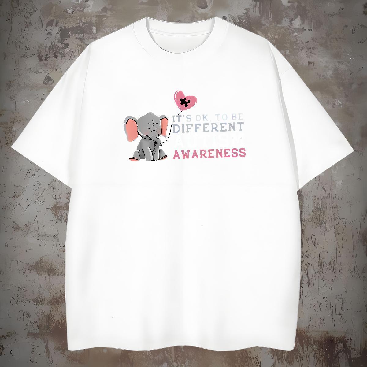 Loose Fit T shirt Elephant Short Sleeve O-Neck Casual Custom Printing 100% Cotton 230g Couples T Shirts Wholesale Tops Shirt