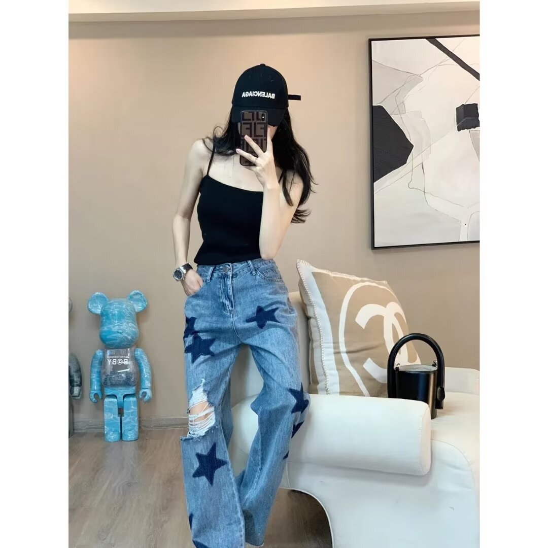 2024 autumn and winter new women's designer straight tube loose fit high waist slim fit wide leg floor pants 663