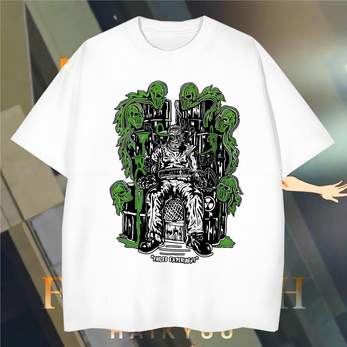 T-Shirts for Men 230g Pure Cotton Terror Spring Summer Short Sleeve Soft Custom Anime Mens Tshirts Fashion Loose Tees