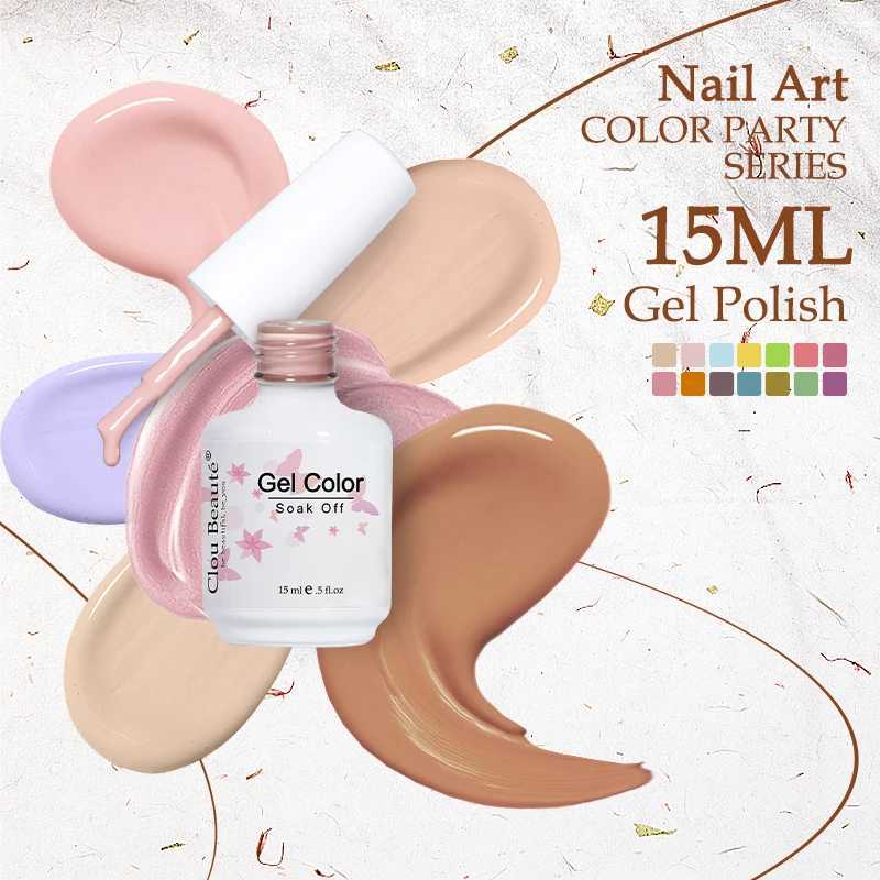 Clou Beaute Gel Nail Polish Neon Brown Royal Blue Red Green Pastal Nude Nail Art Varnishes Gel Lacquer Top Coat UV Gel NailM240814