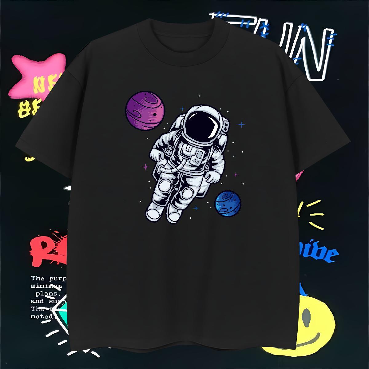 Man T Shirts 230g 100% Cotton cosmonaut Beach Breathable Short Sleeve Custom Printed Couples T Shirts Wholesale Designer Tees
