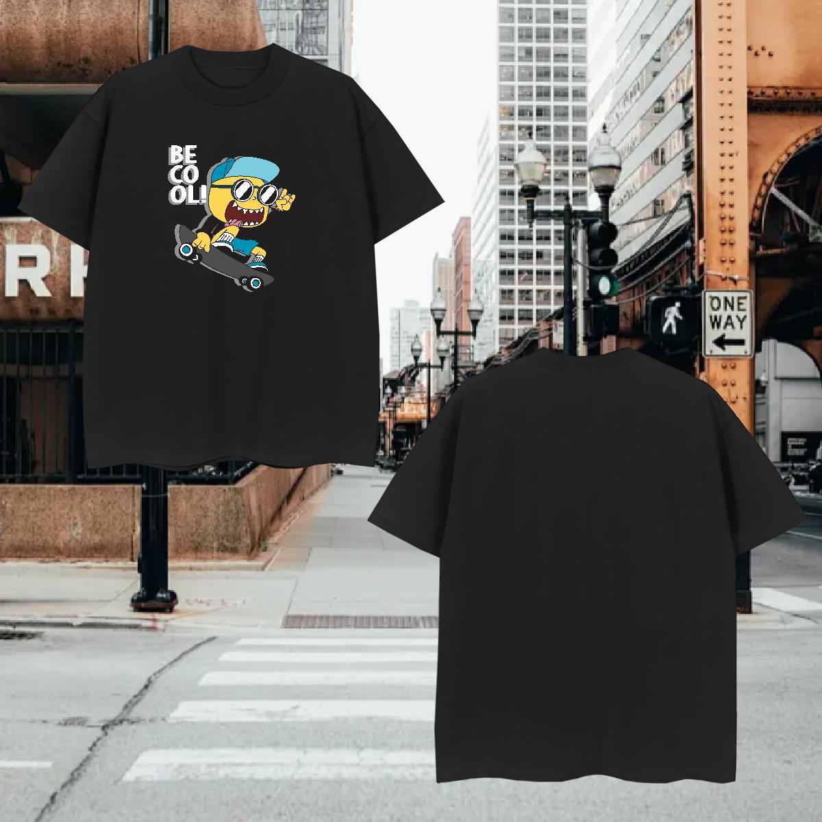 T shirt 100% Cotton 230g role Anime Printing Street Breathable Soft Cartoon Printing L-4XL Couples T Shirts Fashion Comfortable Top Tees