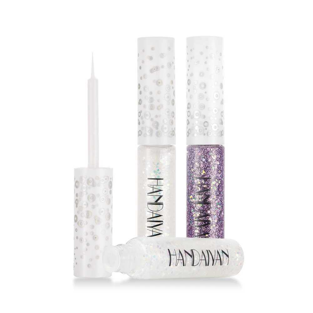 HANDAIYAN Glitter Eyeliner Colorful Diamond Shining Sequins Party Makeup Liquid Eye Liner Waterproof Blue Silver New Y240813