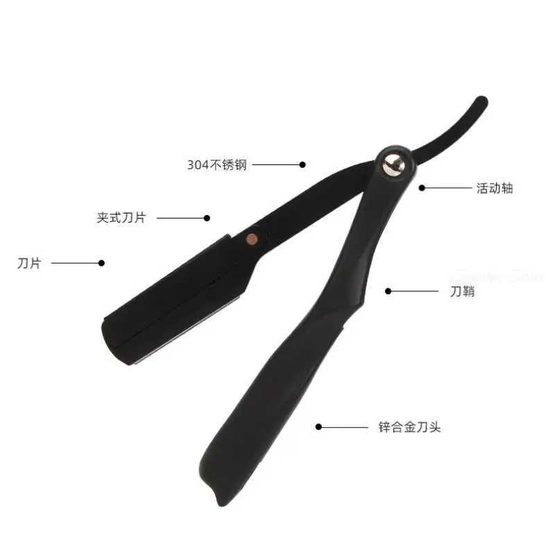 Mens Manual Razor Stainless Steel Folding Shaver Eyebrow Trimming Hairdressing ABS Handle With 10pcs Blades For GiftM240814