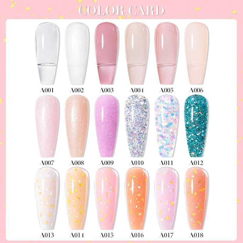 MEET ACROSS 8ml Pink Gold Foil Extension Gel Nail Polish Glitter Long-Lasting Building UV Gel Nail Supplies For Nails Art VernisM240814