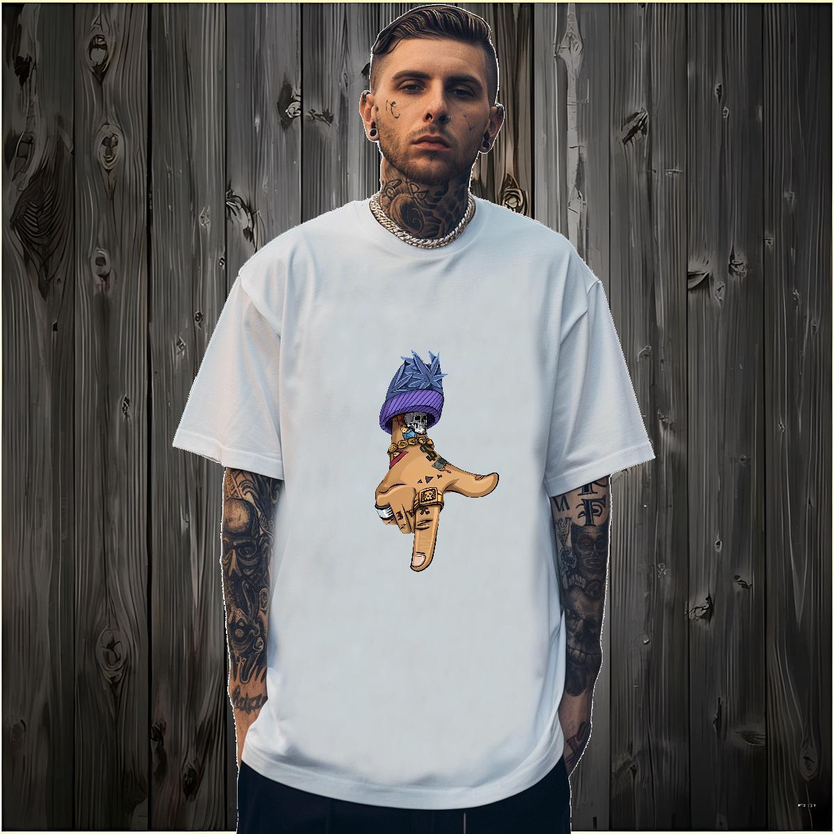 Men T Shirts 230g Cotton hands Hip Hop Street O-Neck Short Sleeve Custom Cartoon Men Tshirts Fashion Design High Quality Tops Tees