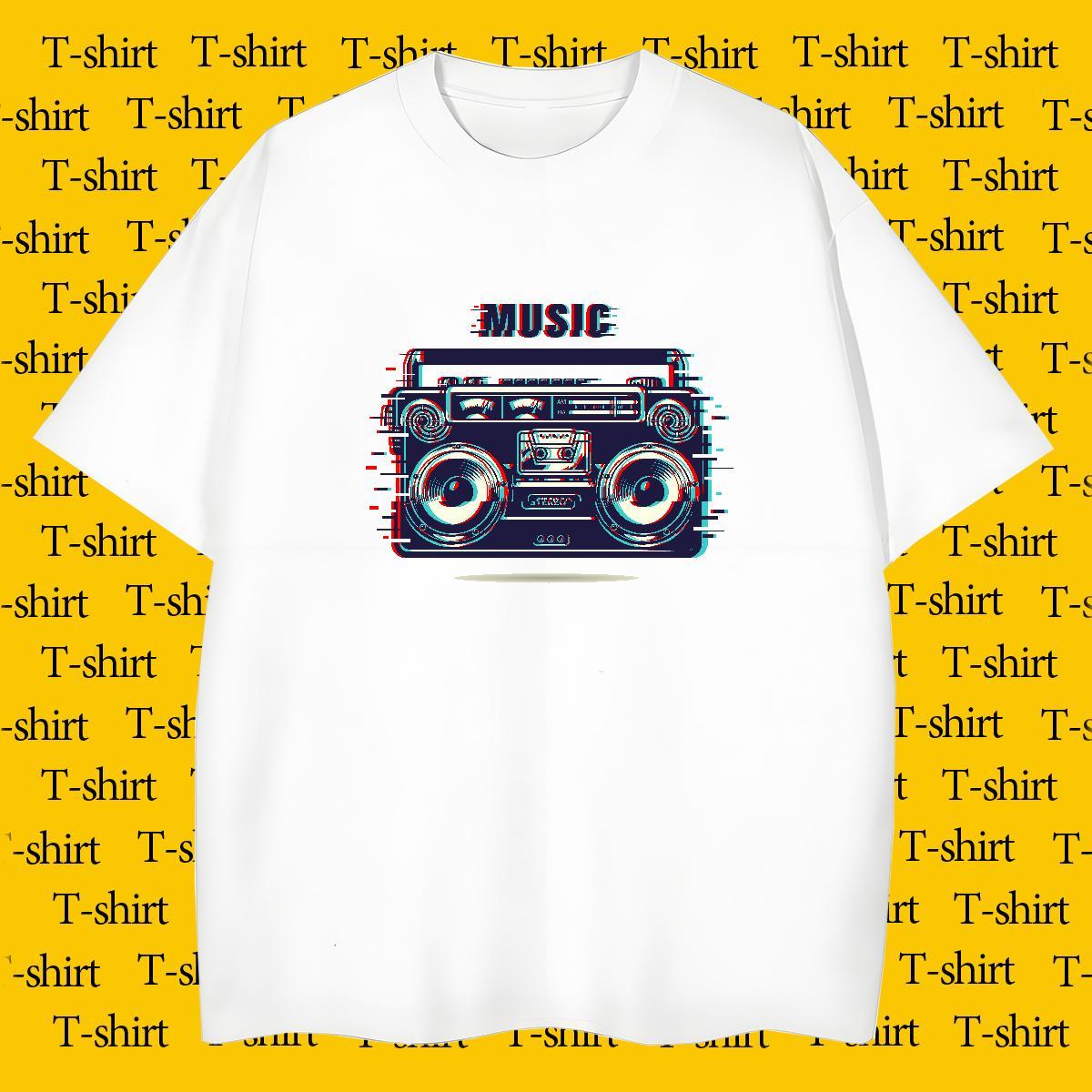 Cool Design radio T Shirts Men Beach Men Tees 230g Pure Cotton Classic Casual Breathable Short Sleeve Oversized Top Tees