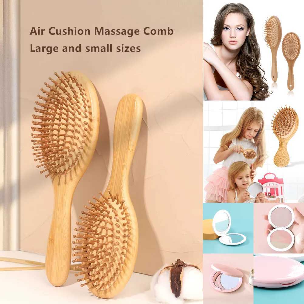 Bamboo massage hair brush anti-static air cushion to reduce hair loss hair care styling combing hair accessories W240813