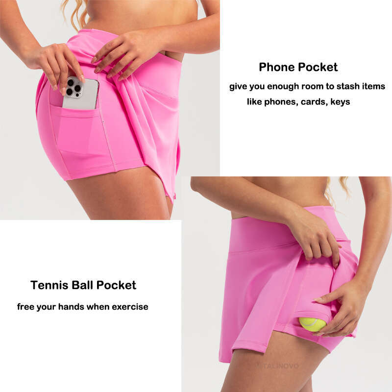 Women's VITALINOVO Athletic Tennis Skorts with Pockets Built-in Shorts Golf Active Skirts for Sports Running Gym Training