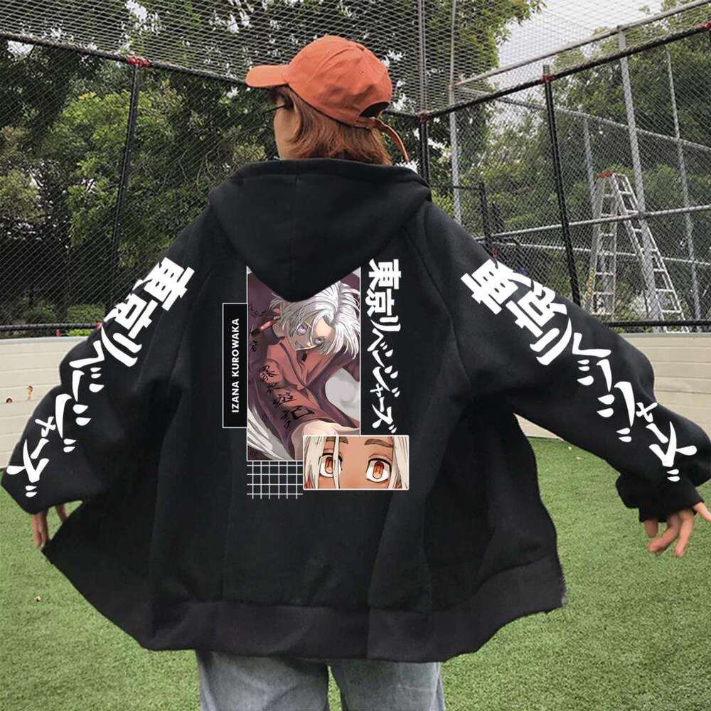 Hot Anime Tokyo Revengers Kurokawa Izana Graphic Printed Hooded Plus Size Hoodie Men Women Sweatshirts Haruku Zip Jacket