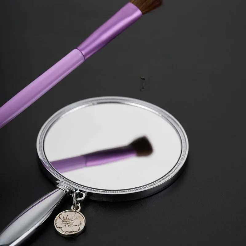 Retro hand mirror embossed handheld makeup mirror metal mirror compact wallet mini makeup mirror with gift box W240813