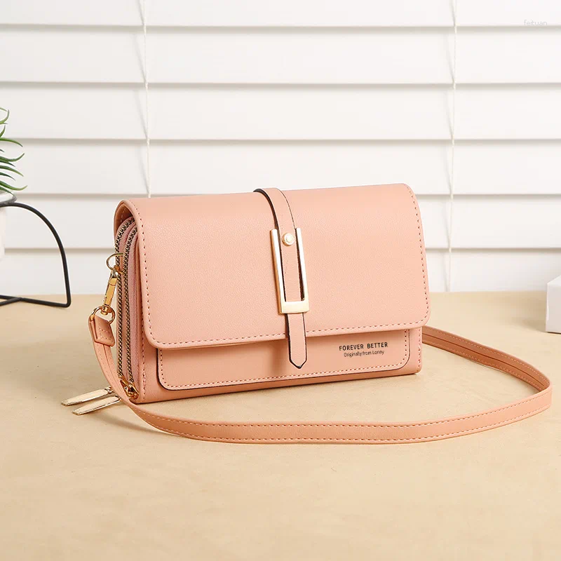 Totes Fashion Zipper Shoulder Bags Long Wallet Women Crossbody Bag Mobile Phone Solid Color Leisure Versatile Small Square