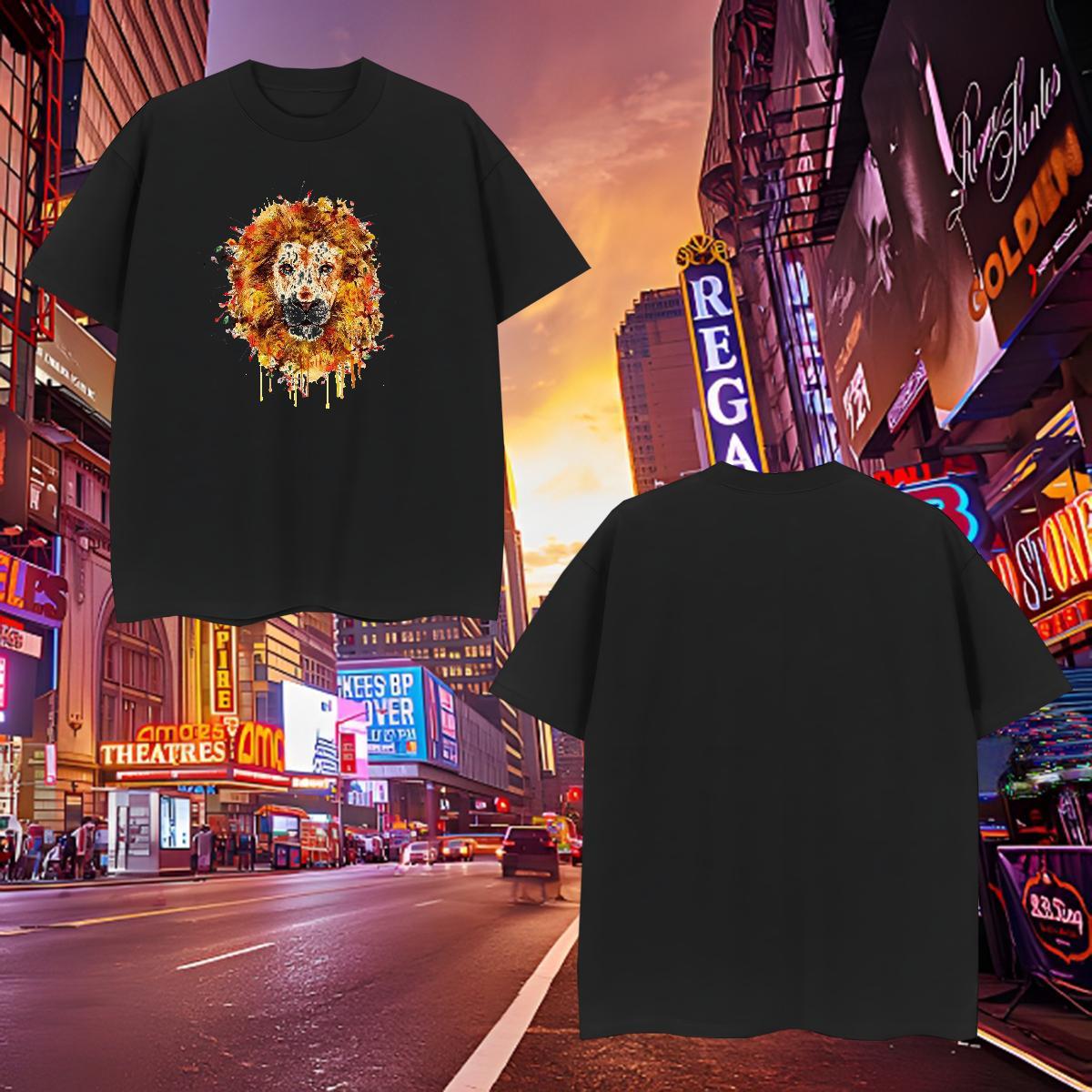 Classic T-Shirts for Men lion Breathable Crew Neck Street White Plus Size 230g Pure Cotton Men Tshirts 2024 Designer Tees Shirts