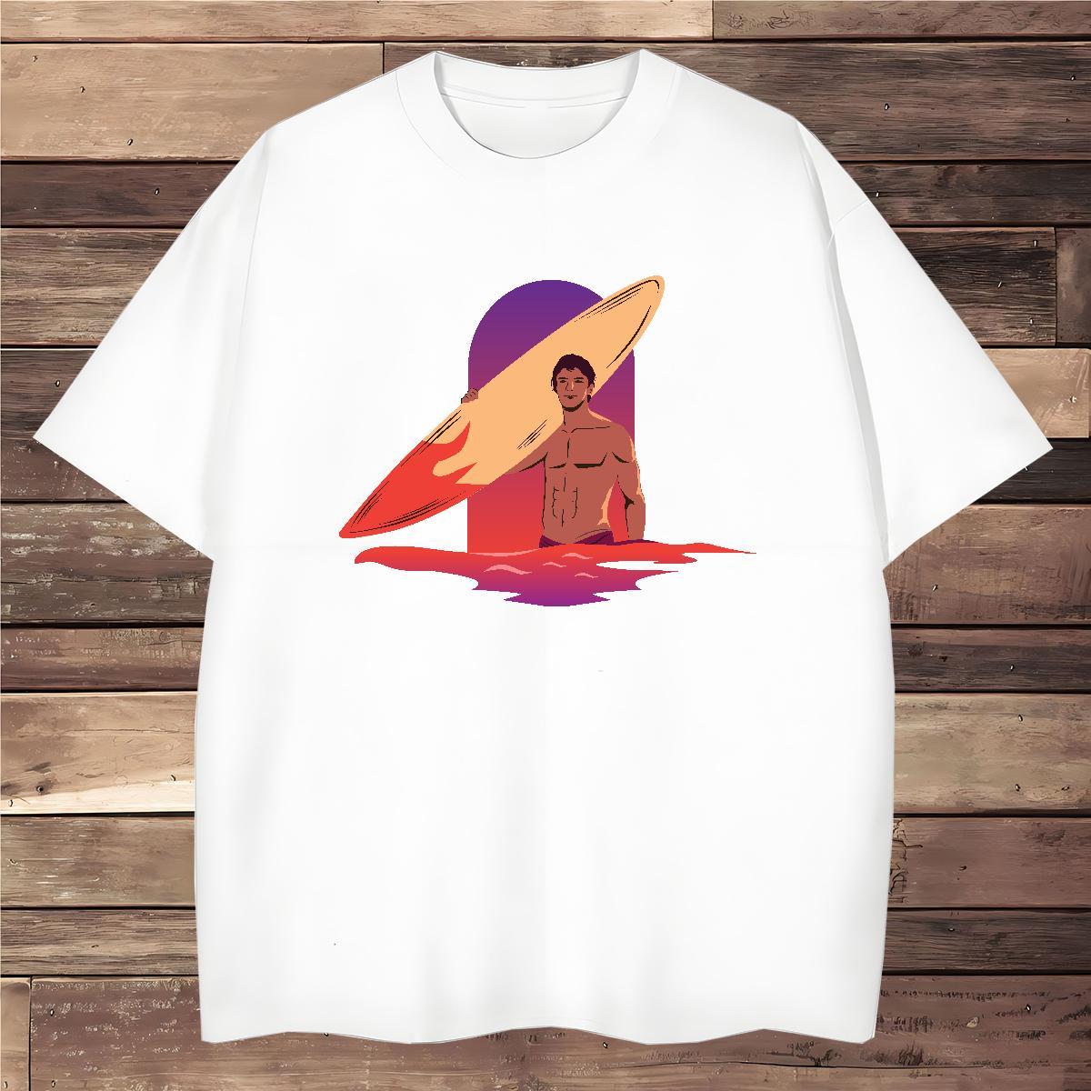 Man T Shirts 230g Cotton portrait Street Wear O-Neck Short Sleeve Floral Print Men Tees Fashion Design High Quality Tops Shirt