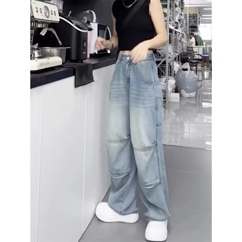 58 Women's straight loose spring autumn/winter 2024 new high waisted slim figure wide leg floor length pants