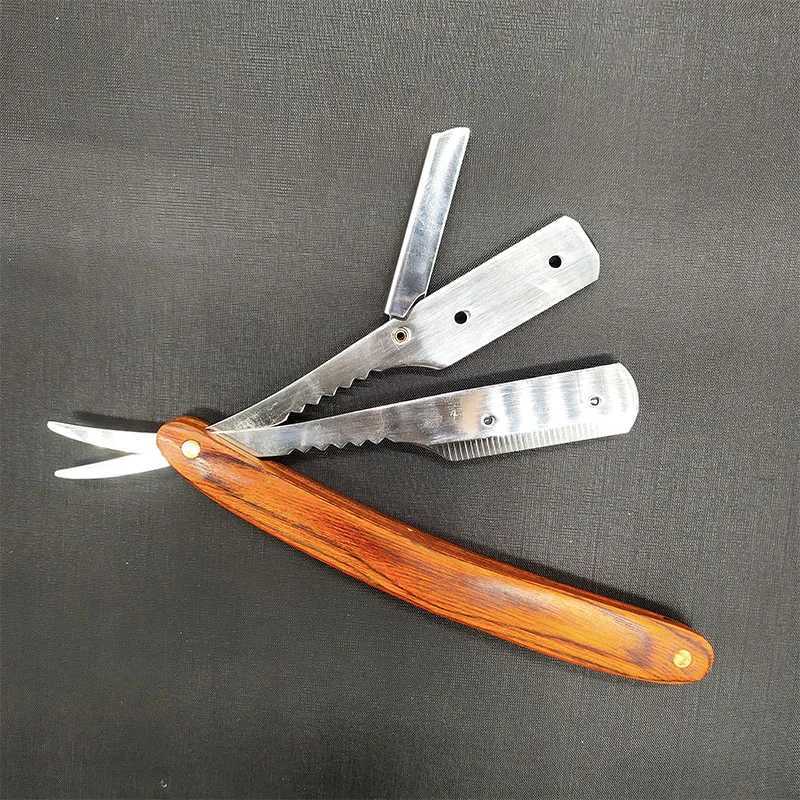 Manual wood Handle Shaving Razor Mens Razor Classic Professional Barber Hair Cut Razor Change Blade Type Shaving KnifeM240814