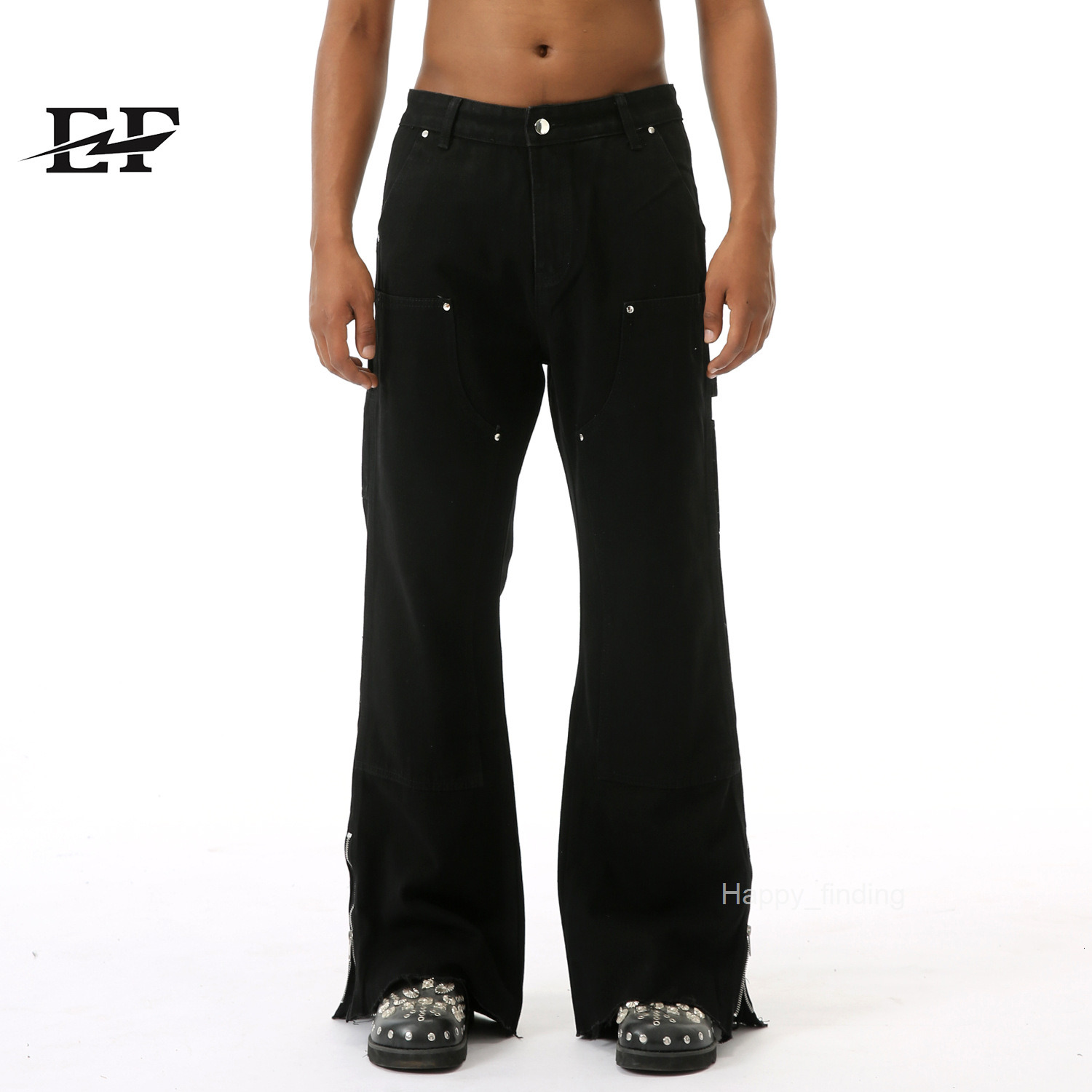 24ss Four Seasons New Product High Street Edge Side Zipper Design Micro Pull Wide Leg Jeans