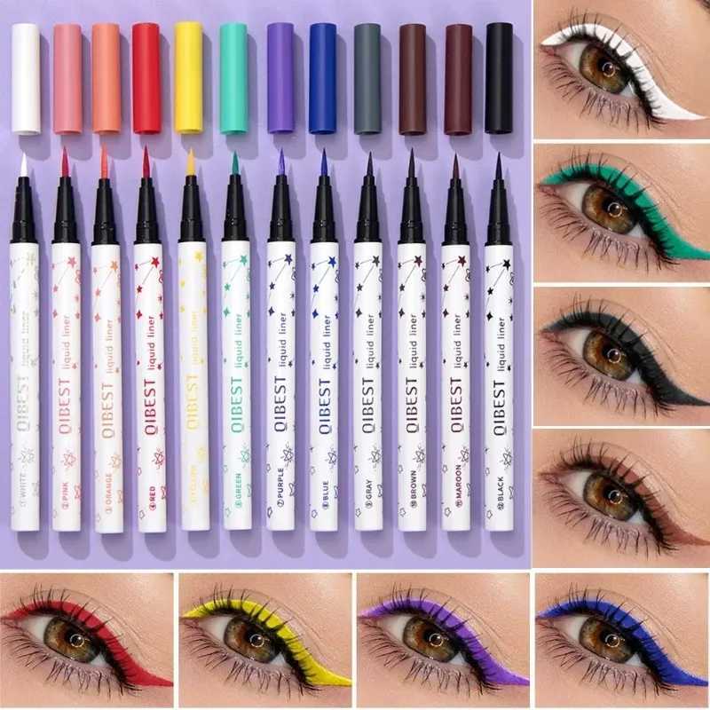 12 Colours Colourful Eyeliner Liquid Waterproof Matte Liquid Eyeliner Pen Long Lasting Green Yellow Purple Blue White Eye Liner Y240813