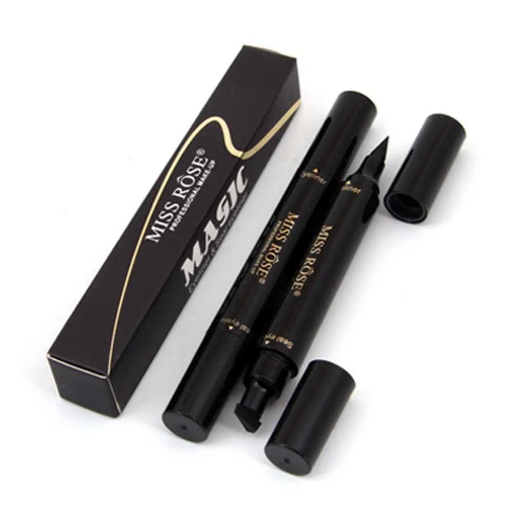 Miss Rose Brand Makeup Liquid Eyeliner Pencil Quick Dry Waterproof Eye Liner Black Color With Eye Wing Stamp Eye Pencil #250047 Y240813