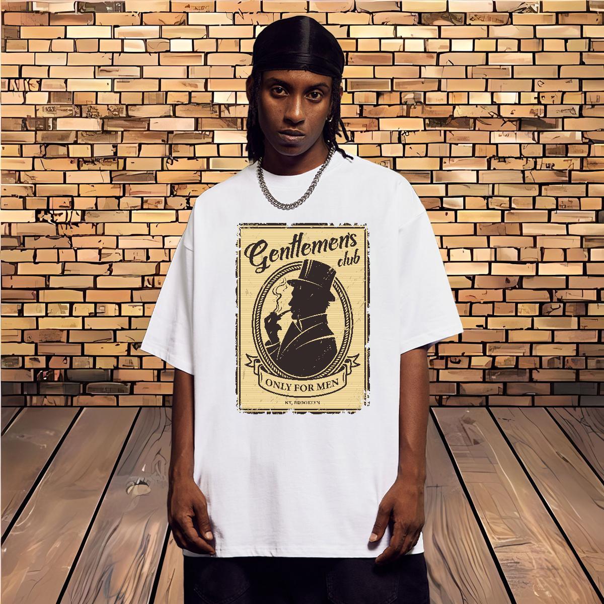 T shirt 100% Cotton 230g portrait Home Outdoor Short Sleeve O-Neck White Plus Size Mens Tshirts 2024 Summer Classic Polos