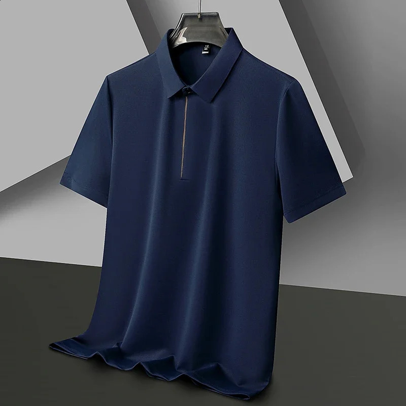 2024 Summer Mens Business Solid Short Sleeved POLO Shirt Comfortable and Cool Casual Fashion T-shirt o240814