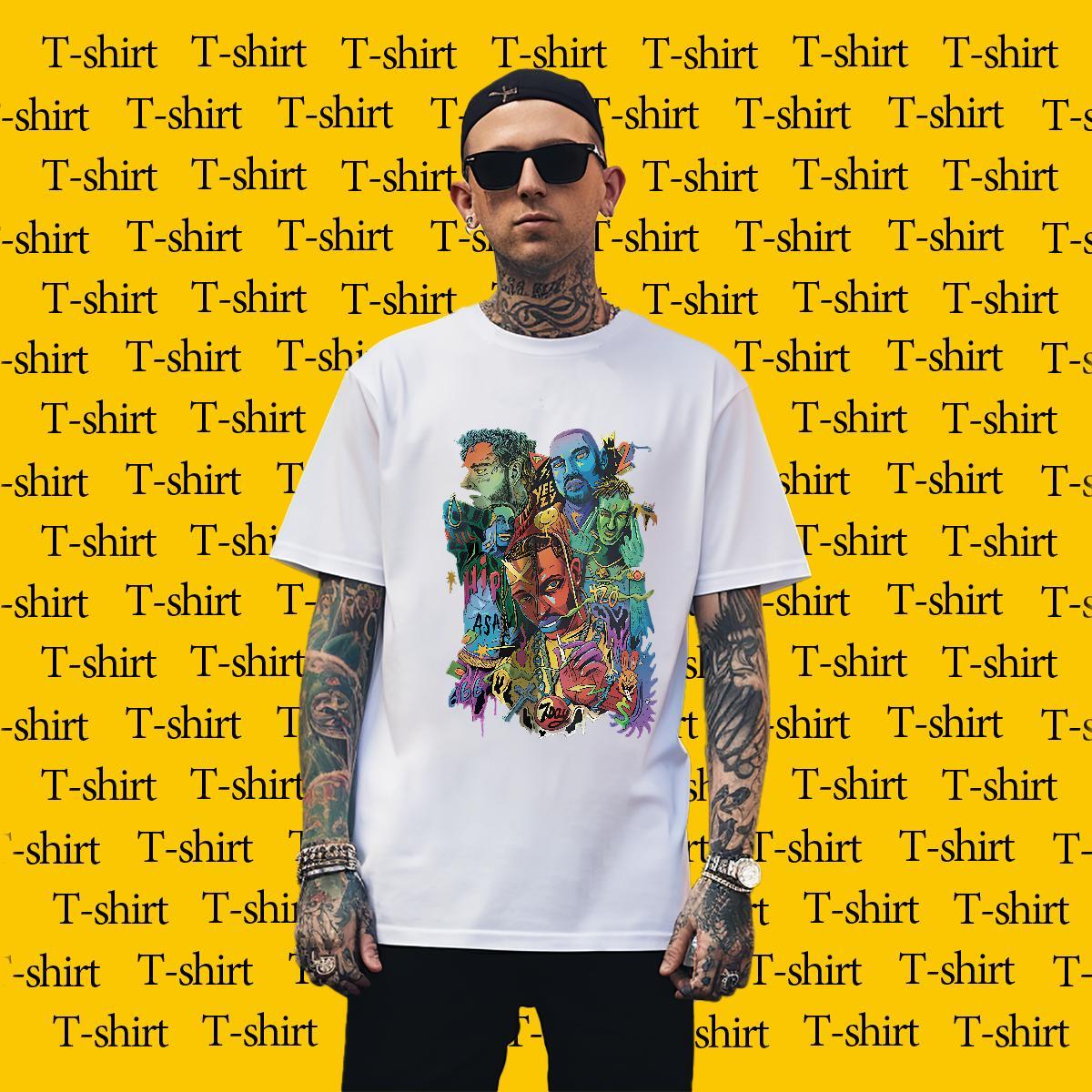 T shirt 230g Pure Cotton portrait Sport O-Neck Short Sleeve Black White Men Tops Tees DIY Customized Loose Fit Tshirts