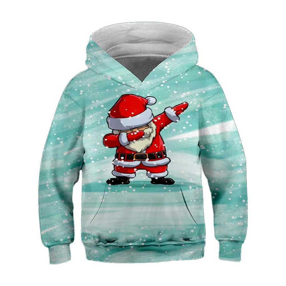 Christmas Santa Claus Print Graphic Hoodies for Children Top Comfy Trendy Hooded Pullover Kids Clothes for Autumn Winter OutdoorY240814