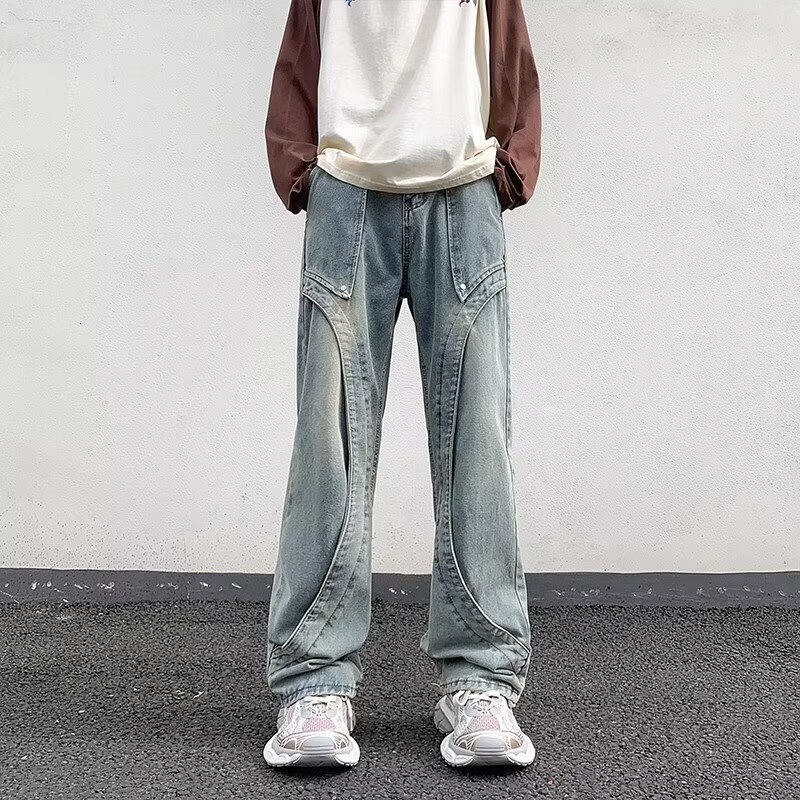 American summer jeans men's versatile design trendy fashion slim casual pants