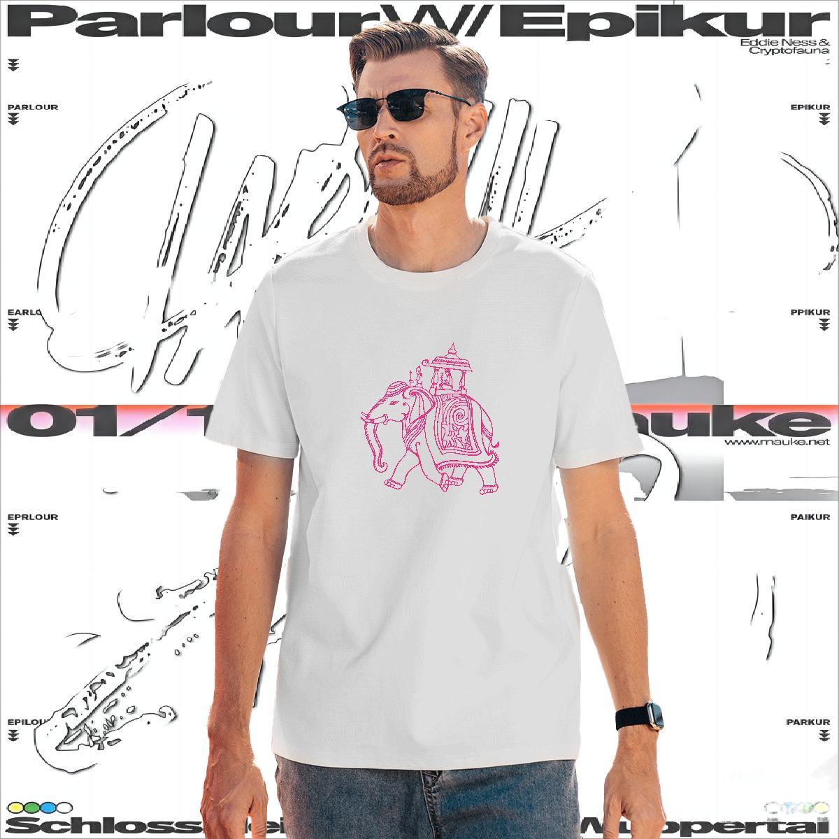 Popular T-Shirts for Men elephant O-Neck Short Sleeve Daily Outfit DIY Printed 230g Cotton Tshirts Fashion Tees Shirts
