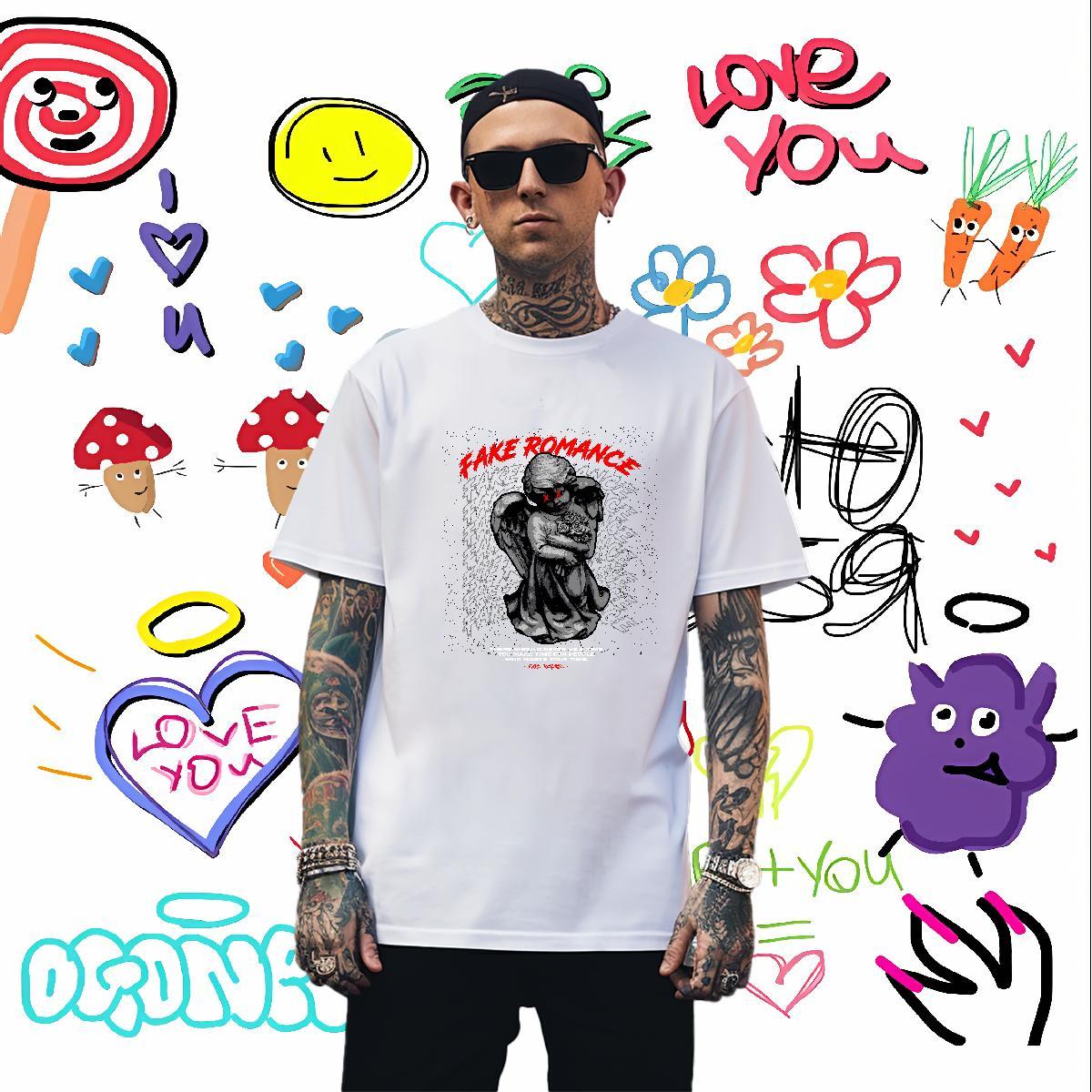 T Shirts Men 230g Pure Cotton portrait Casual Daily Wear Breathable Short Sleeve Customized Tshirt for Man Woman Brand Wholesale Tees