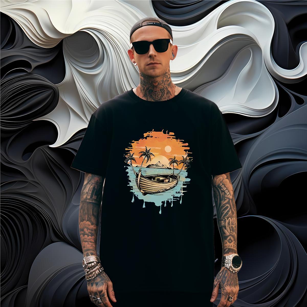 T-Shirts 230g Cotton boat Home Outdoor O Neck Short Sleeves Skull Men Clothes T-Shirt New Designer TOP Quality Clothings