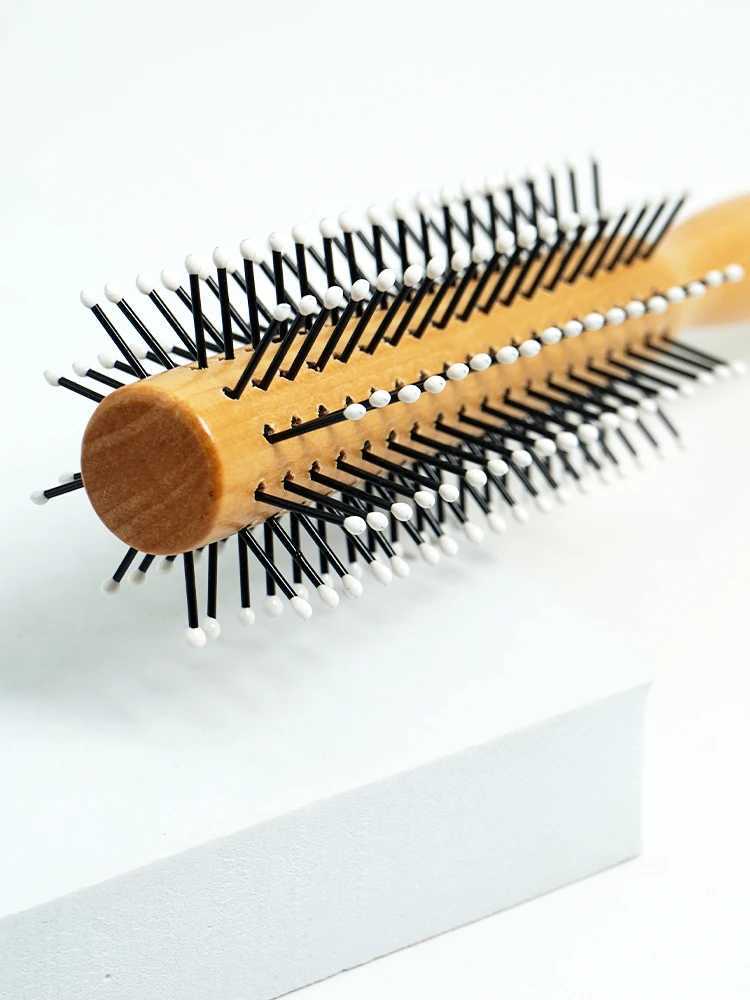 3 sizes of wooden bristle brushes circular brushes barber styling tools anti-static brushes curling brushes professional hair brushes W240813