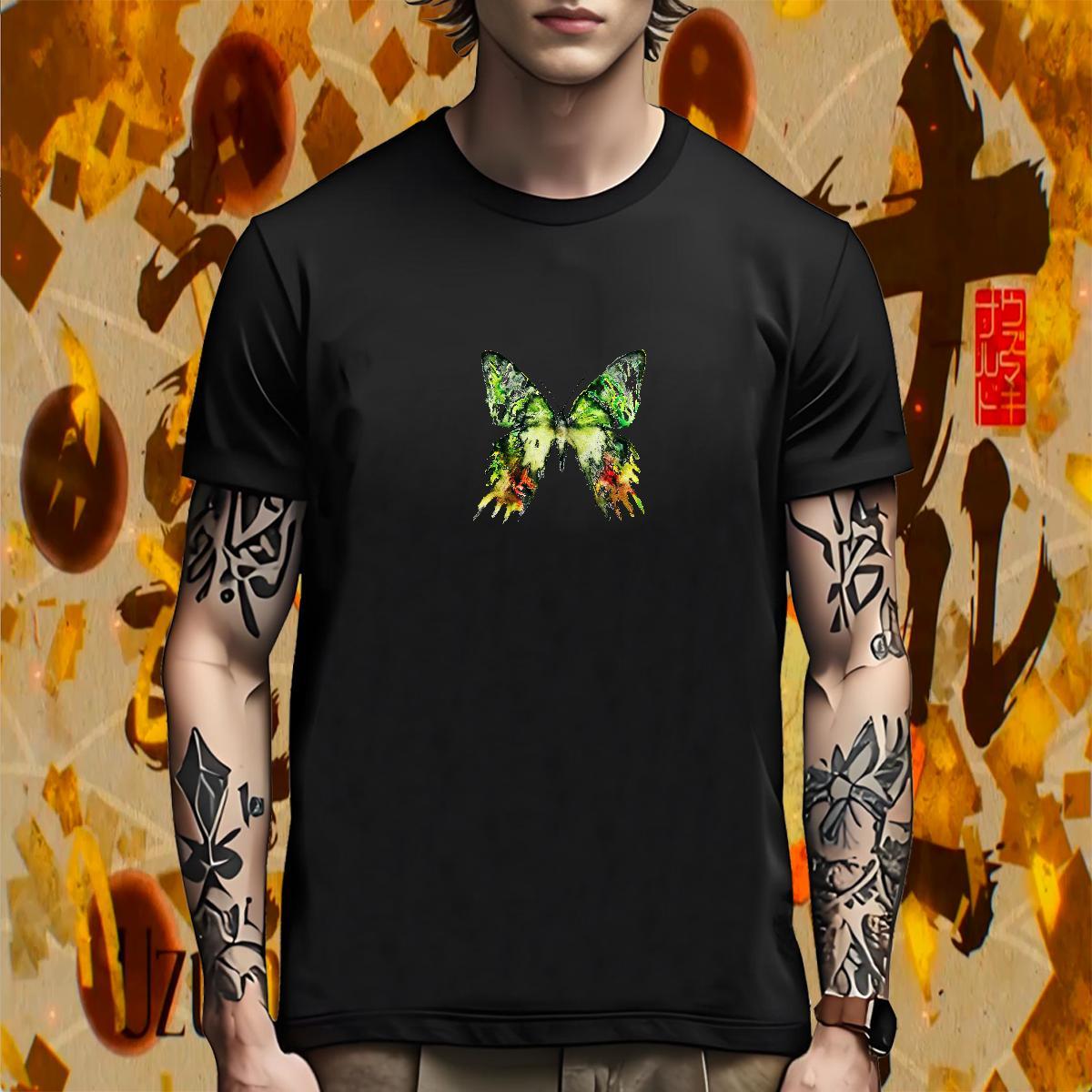TOP Quality Mens T Shirts Butterfly Breathable Crew Neck Anime Printing Street Plus Size Custom 230g Cotton Tshirt for Man Woman Classic Casual Tees