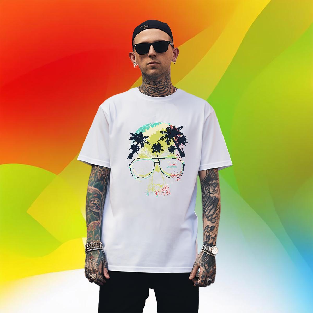 Loose Fit Men Tees Outdoor 230g Cotton Custom Anime O-Neck Short Sleeve tree T Shirts Men Fashion New Tops