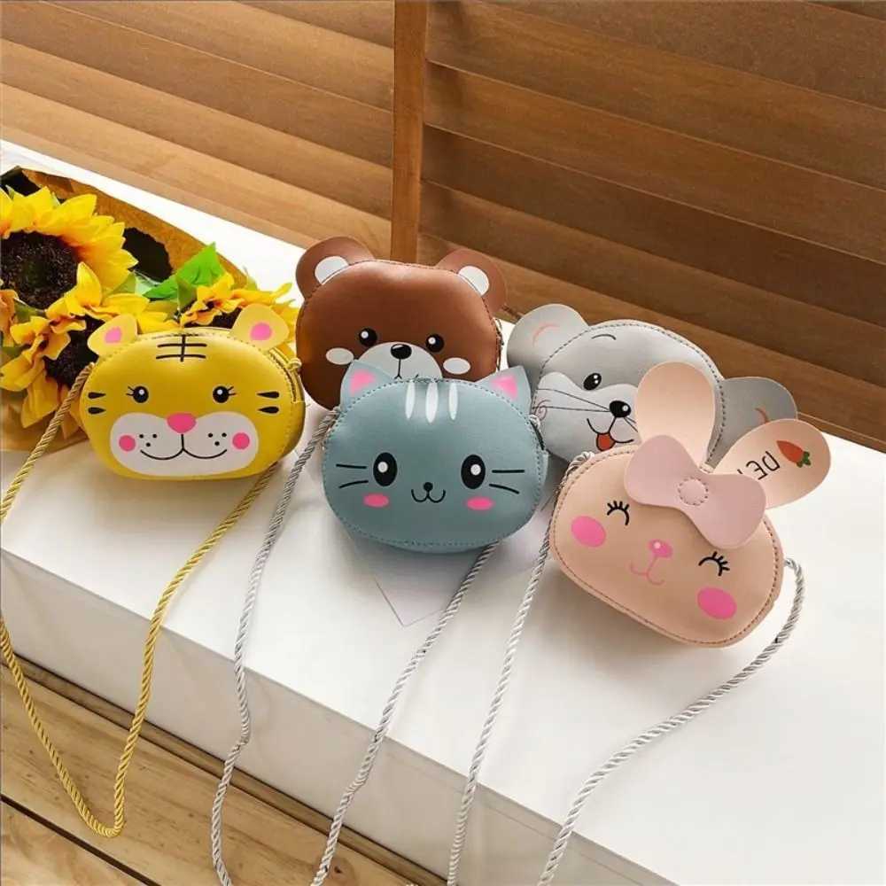 Cute cartoon childrens cross body bag small animal PU leather shoulder bag small coin wallet handbag mini messenger bag W240813
