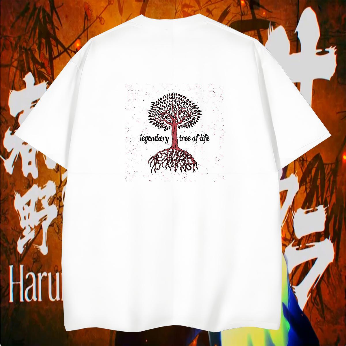 T shirt 100% Cotton 230g tree Street Casual Crew Neck Breathable Black White Men Tshirts Fashion Casual Popular Top Tees