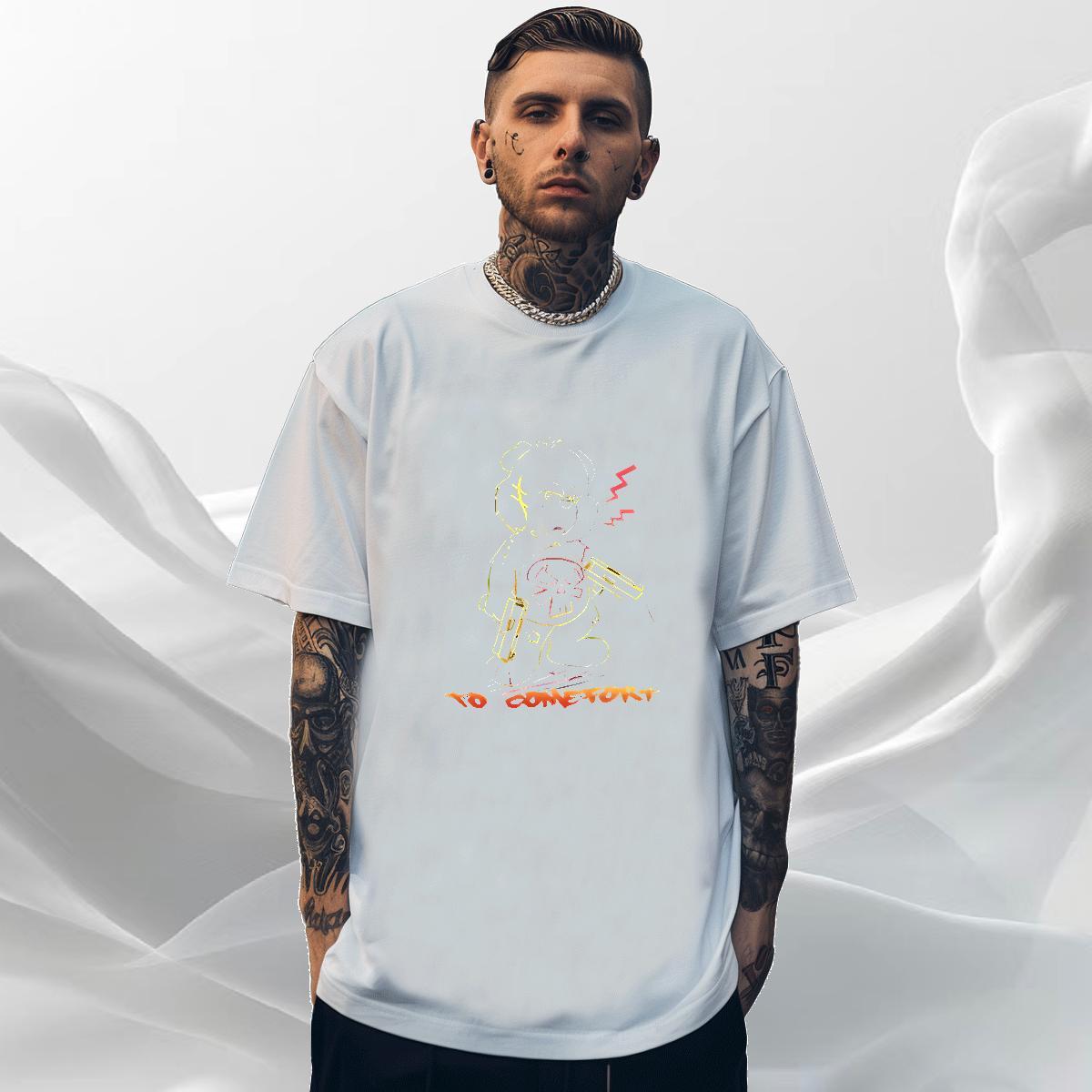 Free Shipping Tshirt for Man Woman Daily Wear 230g 100% Cotton Custom Printing Crew Neck bear T Shirts Men Fashion Top Tees