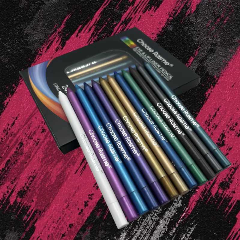 12 Colors Set Glitter Shimmer Eyeliner Stick Pack - Long-Wearing Blue Tone Eyeliner Pencil with Smooth Application - Versatile Y240813