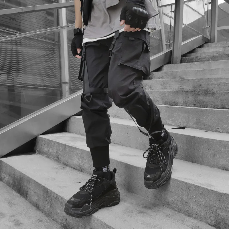 Harajuku Fashion Techwear Mens Cargo Pants Hip Hop Punk Male Clothing Streetwear Joggers High Street Holiday Casual Trousers 240814