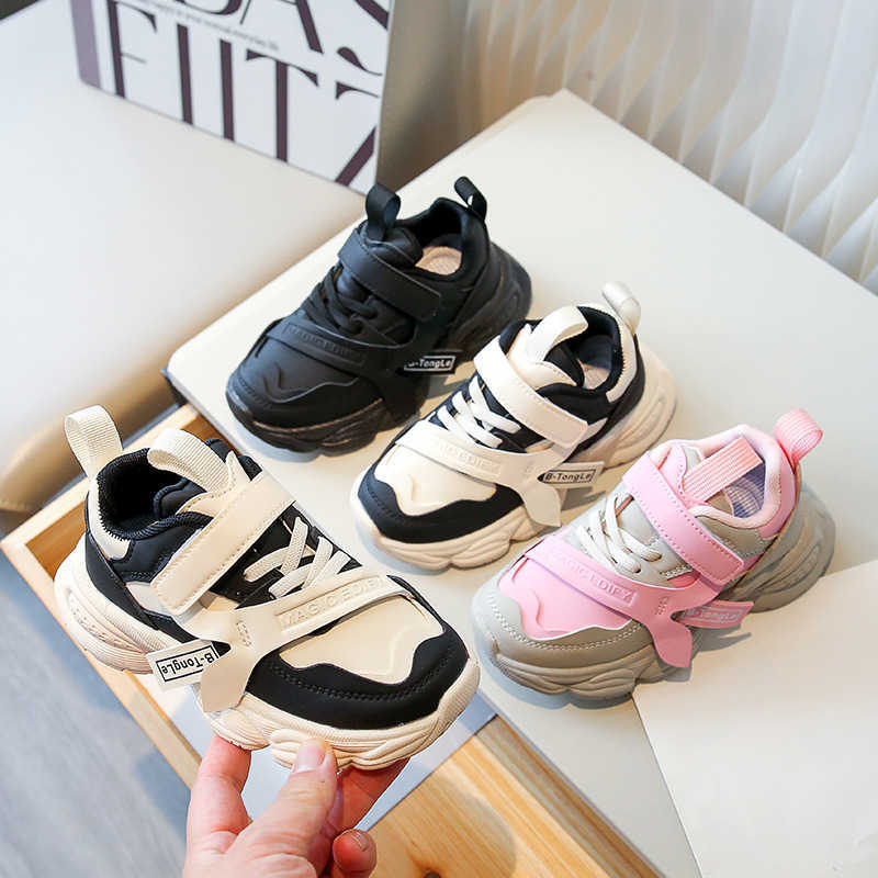 Sneakers Girls shoes childrens sports dad shoes 2023 Spring and Autumn collection new anti slip leather surface fashionable boys casual Forrest Gump s