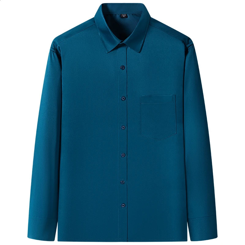 Solid Color Foursided Stretch Long-sleeved Shirt Spring And Autumn Square Collar Business Casual Versatile Men Clothing 240814