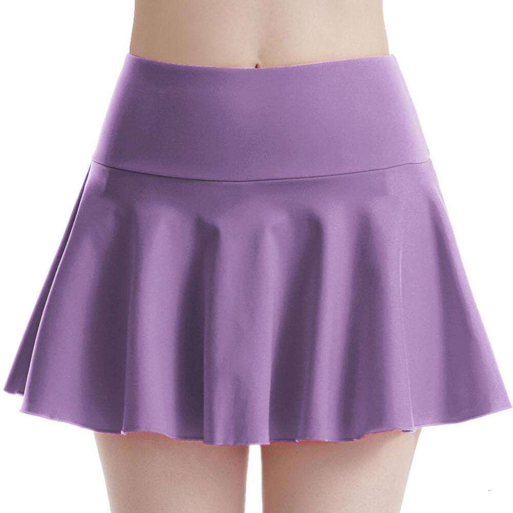 Women Tennis Golf With Pockets Solid Color Pleated Fake Two Yoga Dress Breathable Girl Athletic Workout Sports Skirt